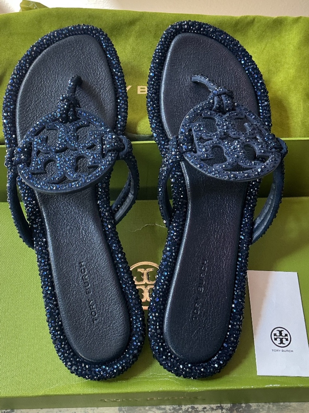 Tory Burch Miller Crystal Knotted Sandals, NWT
